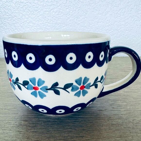 Polish Pottery Boleslawiec Reindeer Ceramic Mugs Set - Picture 1 of 4